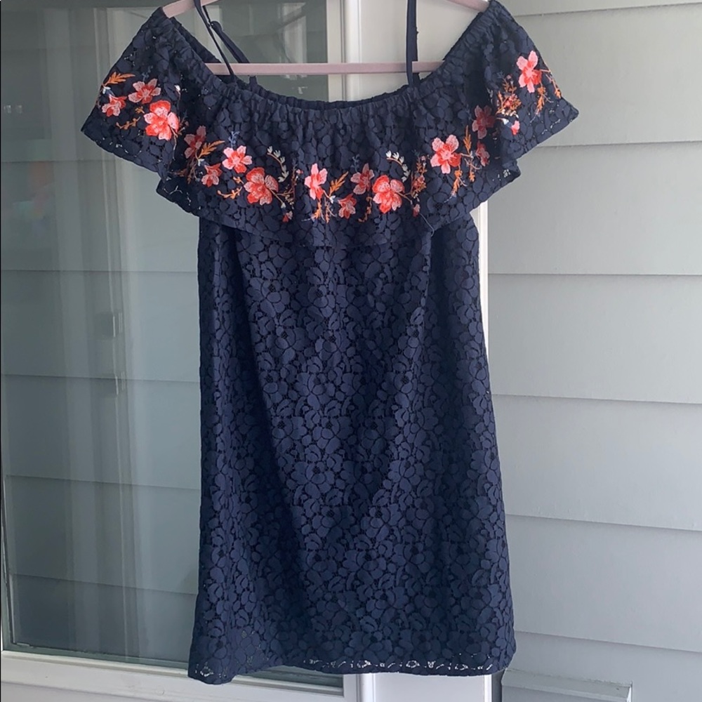 Navy dress with flowers